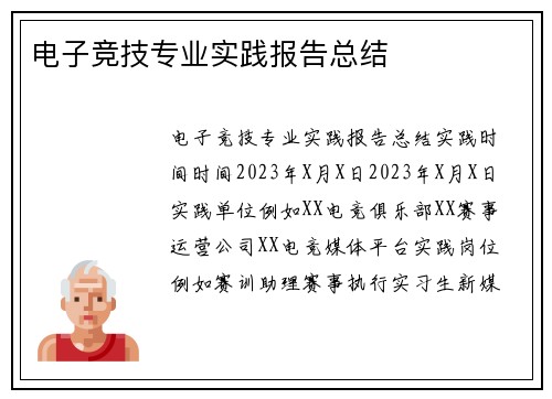 电子竞技专业实践报告总结